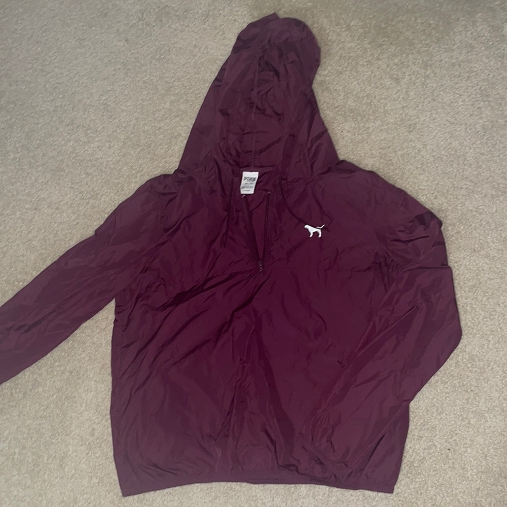 Victoria’s Secret PINK, Women’s Nylon Jacket, Medium/Large, Maroon Windbreaker
